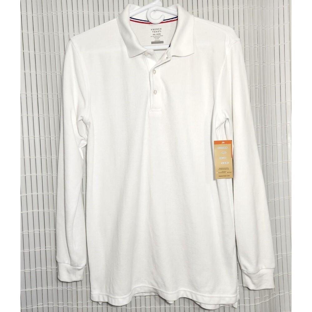 French Toast Uniform shirt for boy XXL Casual White Long Sleeved Polo Shirt